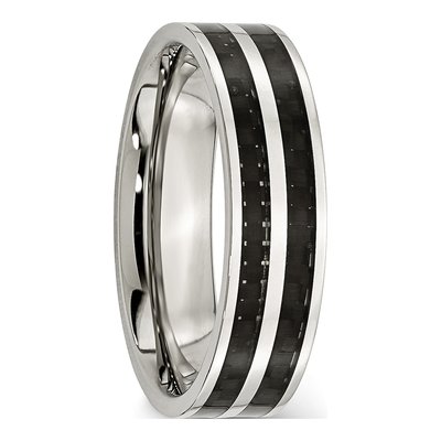 Stainless Steel 6mm Black Carbon Fiber Wedding Band – view 5