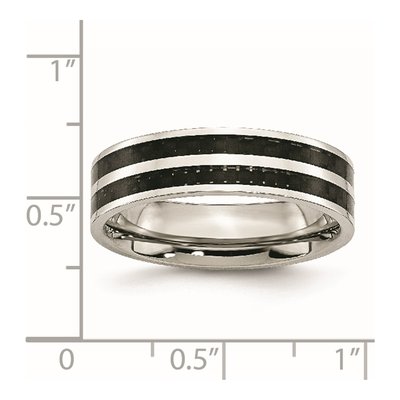Stainless Steel 6mm Black Carbon Fiber Wedding Band – view 7