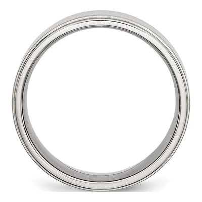 Stainless Steel 8mm Ridged Edge Comfort-Fit Wedding Band – view 4