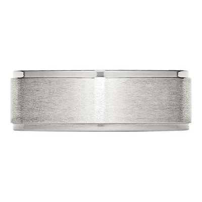 Stainless Steel 8mm Ridged Edge Comfort-Fit Wedding Band – view 5