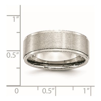 Stainless Steel 8mm Ridged Edge Comfort-Fit Wedding Band – view 8