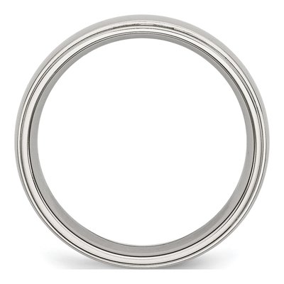 Stainless Steel 6mm Ridged Edge Comfort-Fit Wedding Band – view 4