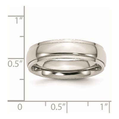 Stainless Steel 6mm Ridged Edge Comfort-Fit Wedding Band – view 8
