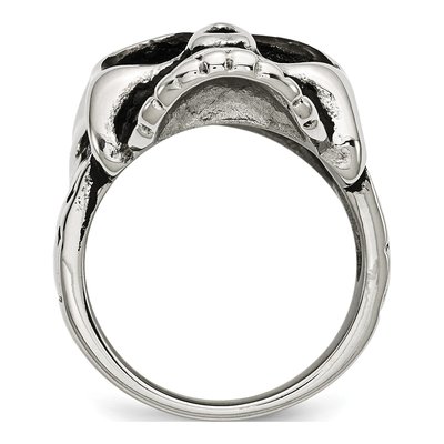 Men's Stainless Steel Antiqued Skull Ring – view 3