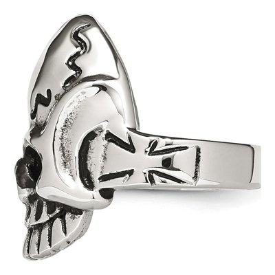 Men's Stainless Steel Antiqued Skull Ring – view 4