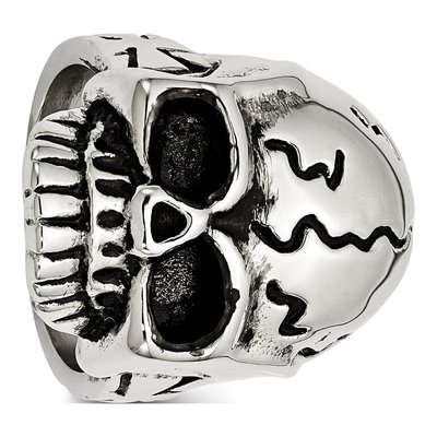 Men's Stainless Steel Antiqued Skull Ring – view 6