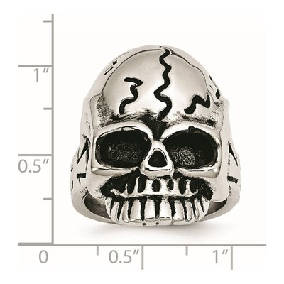 Men's Stainless Steel Antiqued Skull Ring – view 8