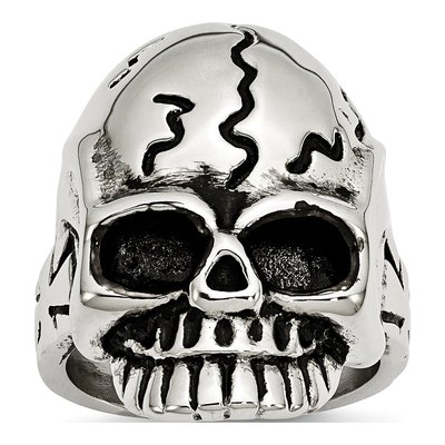 Men's Stainless Steel Antiqued Skull Ring