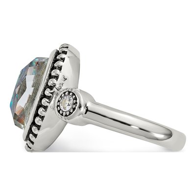 Stainless Steel CZ Abalone Ring – view 5