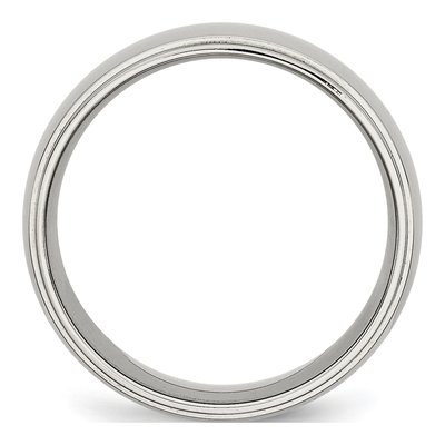 Stainless Steel 8mm Ridged Comfort-Fit Wedding Band – view 4