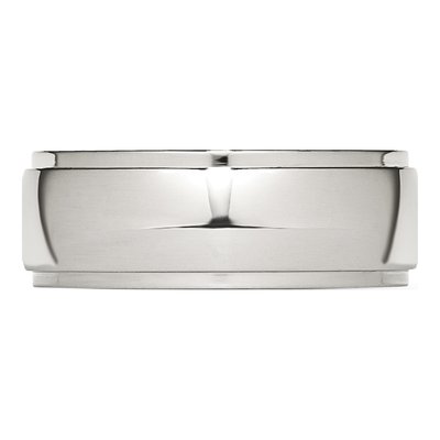 Stainless Steel 8mm Ridged Comfort-Fit Wedding Band – view 5