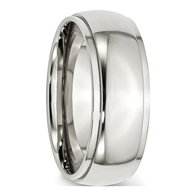 Stainless Steel 8mm Ridged Comfort-Fit Wedding Band – view 6