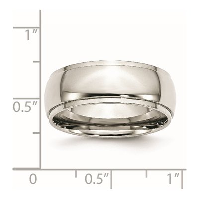 Stainless Steel 8mm Ridged Comfort-Fit Wedding Band – view 8