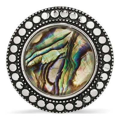 Stainless Steel Antiqued Abalone Ring – view 5