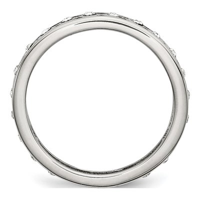Stainless Steel Crystal Wedding Band – view 3