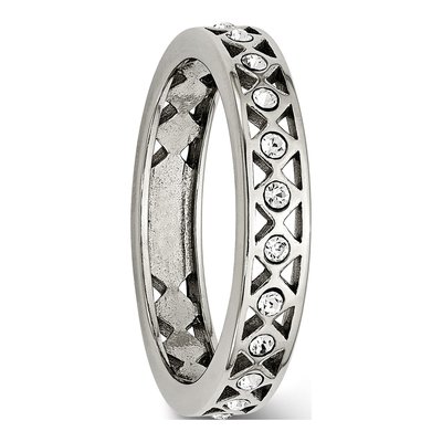 Stainless Steel Crystal Wedding Band – view 6