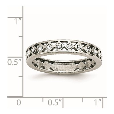Stainless Steel Crystal Wedding Band – view 8