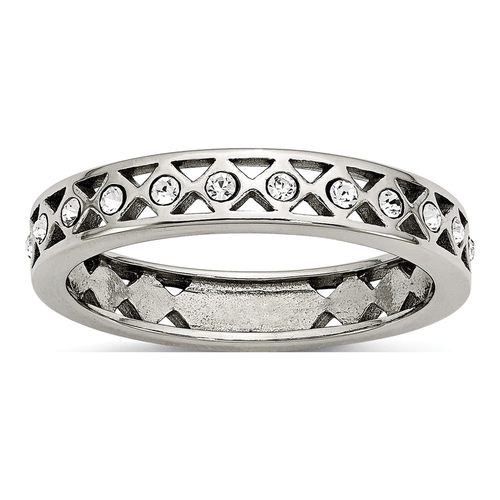 Stainless Steel Crystal Wedding Band