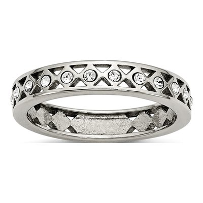 Stainless Steel Crystal Wedding Band