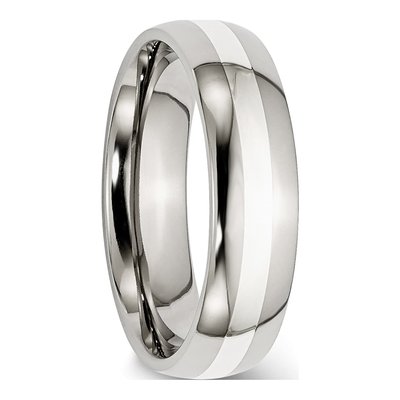Stainless Steel & Sterling Silver 6mm Inlay Wedding Band – view 7