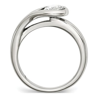 Stainless Steel CZ Engagement Ring – view 3