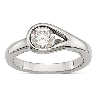 Stainless Steel CZ Engagement Ring