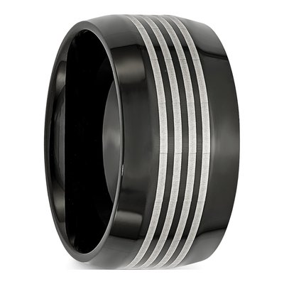 Black Stainless Steel 12mm Black Wedding Band – view 5