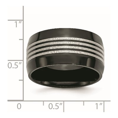 Black Stainless Steel 12mm Black Wedding Band – view 7