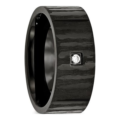 Black Stainless Steel CZ Wedding Band – view 5
