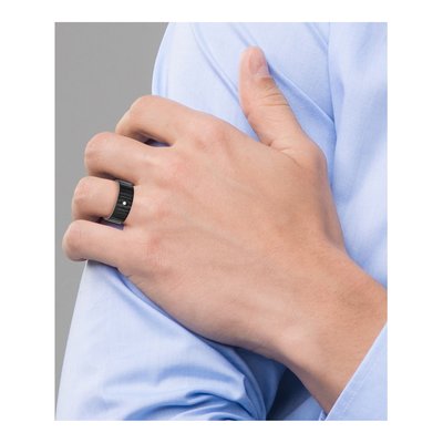 Black Stainless Steel CZ Wedding Band – view 8