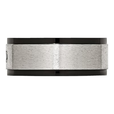 Black Stainless Steel CZ Wedding Band – view 4