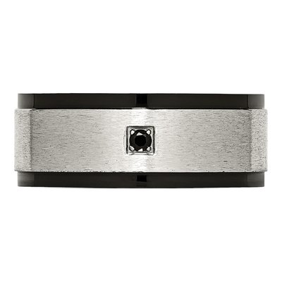 Black Stainless Steel CZ Wedding Band – view 5