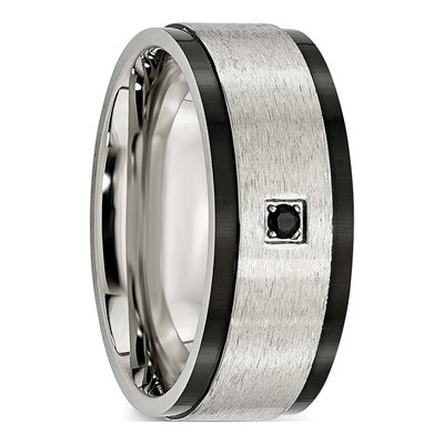 Black Stainless Steel CZ Wedding Band – view 6