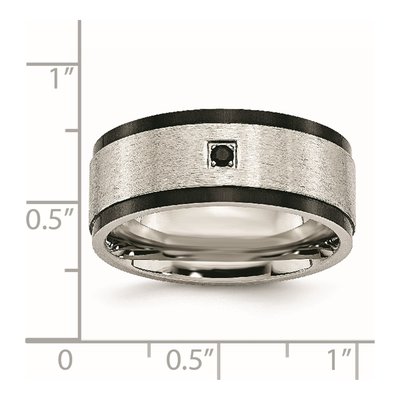Black Stainless Steel CZ Wedding Band – view 8