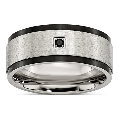 Black Stainless Steel CZ Wedding Band