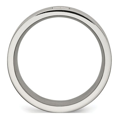 Stainless Steel CZ Flat Wedding Band – view 3