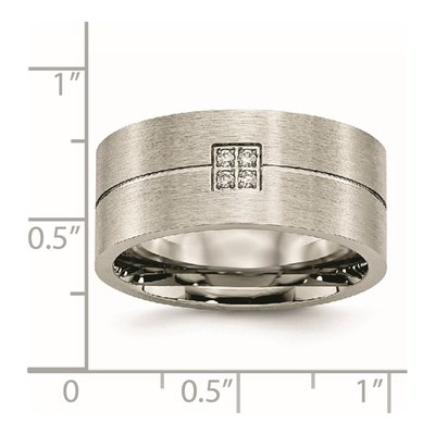 Stainless Steel CZ Flat Wedding Band – view 8