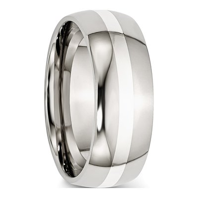Stainless Steel & Sterling Silver 8mm Comfort-Fit Wedding Band – view 7