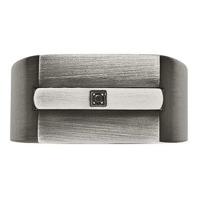 Men's Stainless Steel CZ Signet Ring – view 5