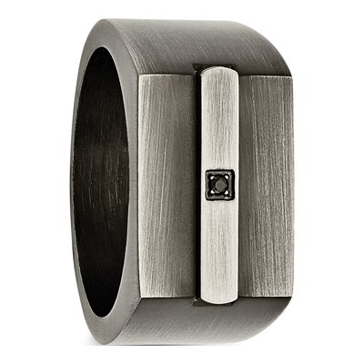 Men's Stainless Steel CZ Signet Ring – view 6