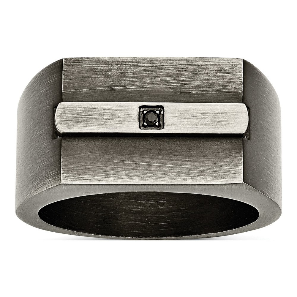 Men's Stainless Steel CZ Signet Ring