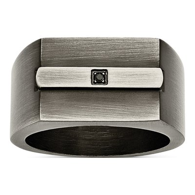 Men's Stainless Steel CZ Signet Ring