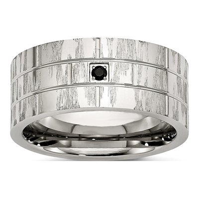 Stainless Steel CZ Wedding Band