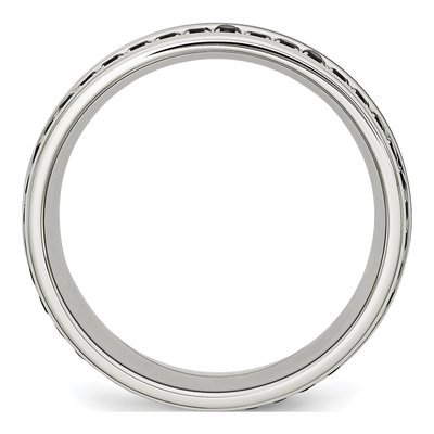 Stainless Steel CZ Ceramic Wedding Band – view 2