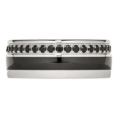 Stainless Steel CZ Ceramic Wedding Band – view 3