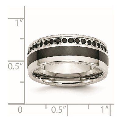 Stainless Steel CZ Ceramic Wedding Band – view 6