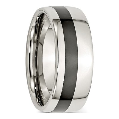 Stainless Steel 9mm Black Ceramic Inlay Wedding Band – view 4