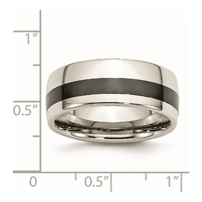 Stainless Steel 9mm Black Ceramic Inlay Wedding Band – view 6