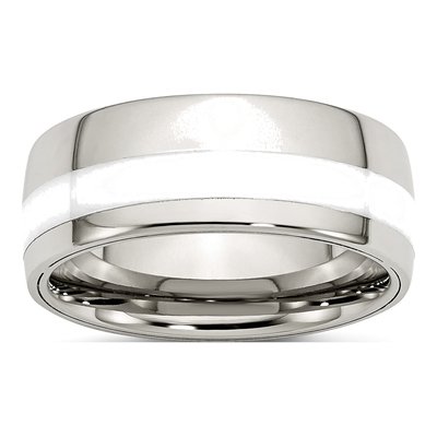 Stainless Steel 9mm Ceramic Inlay Wedding Band