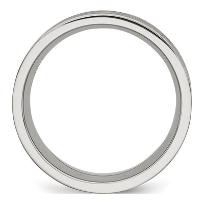Men's Stainless Steel 10mm Black Rubber Stripe Wedding Band – view 3